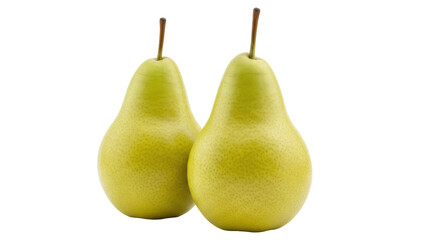 Two ripe pears PNG isolated on transparent background, fresh green fruit for healthy eating and...