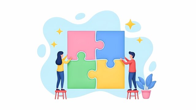 明るいパズル統合における協力で解決策を見つける人々