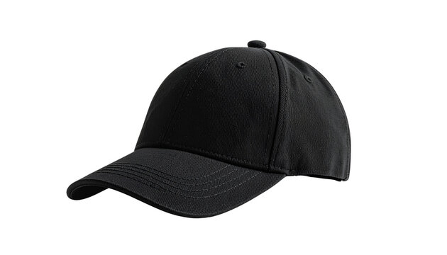 Stylish Black Peaked Cap on White Background for Fashion Design and Mockups isolated on solid white background1