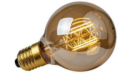 Vintage Edison light bulb PNG isolated on transparent background, antique style filament lamp for...