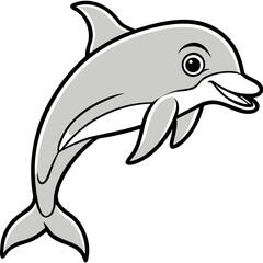 Obraz premium A cartoon dolphin jumping out of the water with a smile