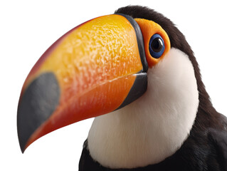 Fototapeta premium Toucan Close-Up on White Background