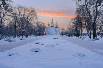 church in the snow