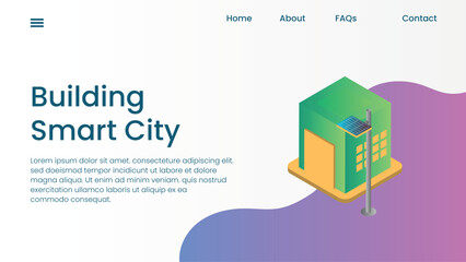Isometric landing page smart city flat concept