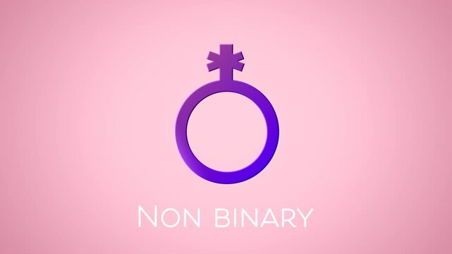 Animation of non binary text and symbol on red background
