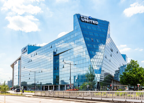 Boulogne-Billancourt, France - April 28, 2025: Headquarters of FDJ United, formerly known as Fran&ccedil;aise des Jeux group, the operator of France's and the Republic of Ireland's national lottery games.
