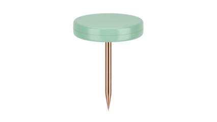 Mint green push pin isolated PNG on transparent background, office supply for bulletin boards and organization