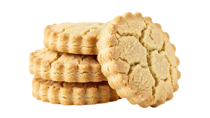Stack of shortbread cookies isolated PNG, traditional Scottish biscuit with crumbly texture on transparent background, sweet treat for tea time