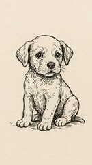 Fototapeta premium Adorable puppy sketch wallpaper for mobile