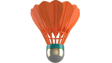 Orange badminton shuttlecock isolated PNG on transparent background, sport equipment for...