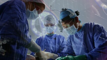 Animation of data processing over diverse surgeons during surgery - Powered by Adobe