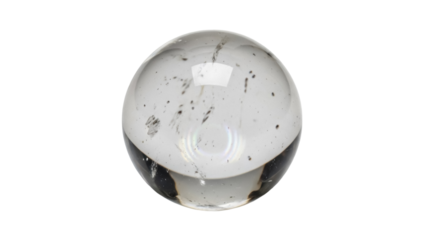 Clear quartz crystal ball isolated PNG on transparent background, sphere with inclusions for meditation and spiritual practices