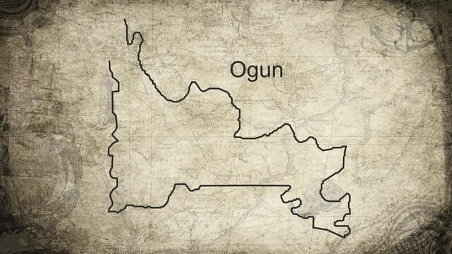 Ogun map drawn on a cartography background sheet of paper