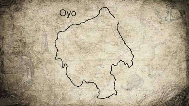 Oyo map drawn on a cartography background sheet of paper