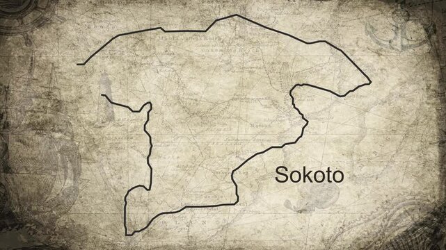 Sokoto map drawn on a cartography background sheet of paper