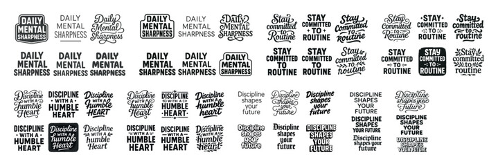 Naklejka premium Inspirational typography collection featuring motivational phrases