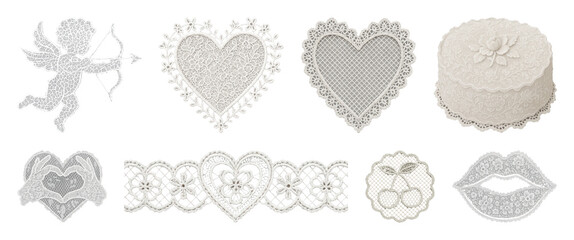 Naklejka premium PNG Intricate lace designs for decoration, transparent background