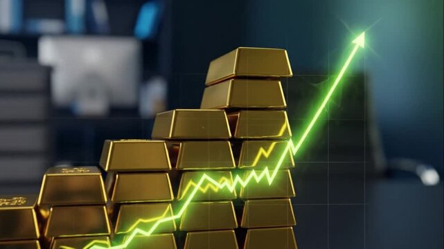 Gold Bar Stack Financial Growth Chart Showing Increasing Value
