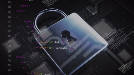 Animation of data processing over online security padlock - Powered by Adobe