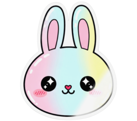 かわいいパステルカラーのウサギの顔のイラスト