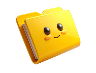 Floating Yellow 3D File Folder Emoji, Digital Organization Icon, Isolated