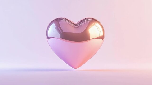 Shiny metallic heart shape on gradient background for romantic concepts