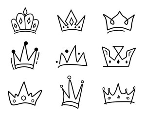 crown icons outline set 