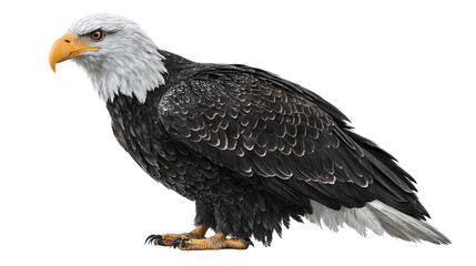 Obraz premium American bald eagle standing isolated on transparent background