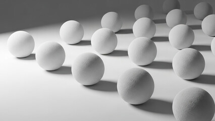Group of white spheres on white background abstract texture concept of minimalism geometric shapes smooth round objects texture spheres repeating pattern studio shot clean simple composition
