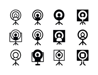 Studio Portrait Logos. Taking portraits in a studio. Icon set. Set Logo of Taking portraits in a studio: ring light. harmonious logo variations of the same