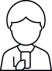Fototapeta premium Person avatar holding a mobile phone, representing user communication