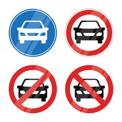 No Cars Allowed Sign Vector Illustration