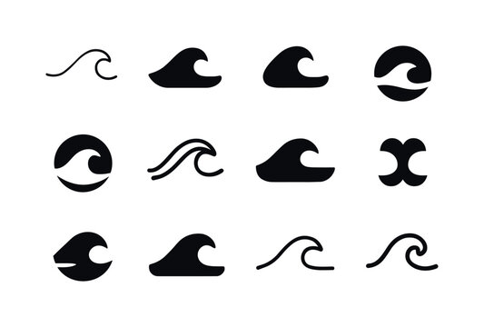 Professional Detachment Icons. Professional detachment. Icon set. Set Logo of Professional detachment: calm wave line symbol. harmonious logo variations of the