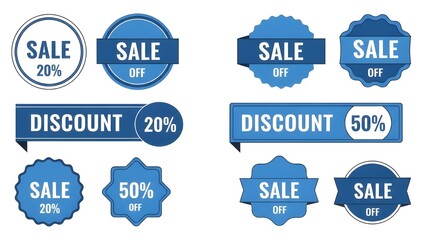 Red sale labels combining outline and solid filled styles, modern flat vector design, balanced typography, clean white background, professional ecommerce UI elements, scalable graphic pack