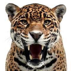 Jaguar Majestic Big Cat CloseUp isolated on transparent background