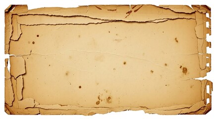 Aged Parchment Texture with Torn Edges and Stains for Vintage Designs.