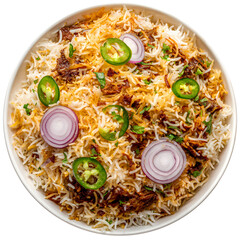 Delicious creamy peanut noodles with vegetables and herbs served on a plate isolated on transparent background