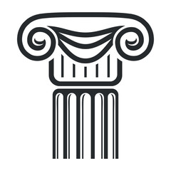 Naklejka premium Ancient Greek or Roman column icon representing classic architecture in a minimalistic vector style