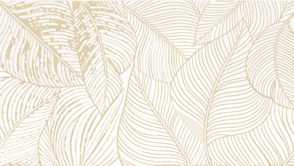 Golden Palm Leaf Pattern Background