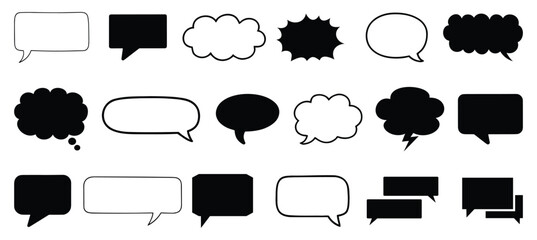 Speech bubble icon set. Collection of black speech bubble. Talk bubble. Cloud speech bubbles collection.  © Ranu