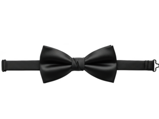 Satin bow tie with adjustable strap and metal clasp isolated on a transparent background silk fabric