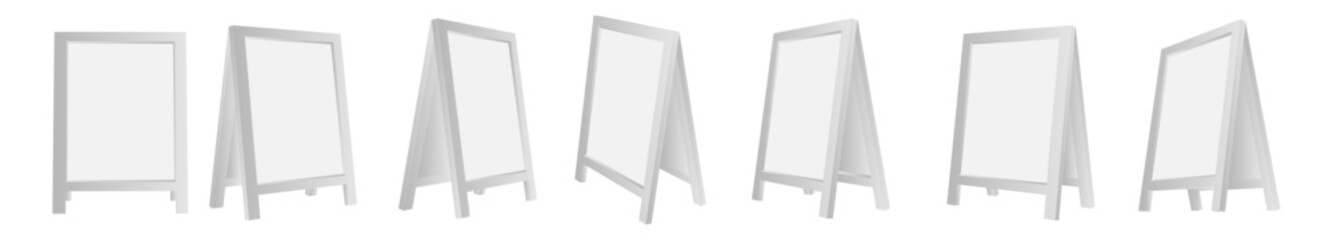 Blank A-frame sandwich board mockup white frame vector illustration
