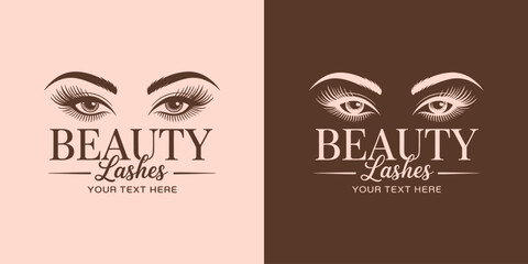 A contemporary beauty logo features elegant eyelash illustrations, promoting a beauty brand focused on eye makeup, embodying sophistication and allure in visual identity.