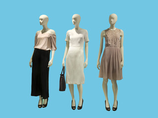 Three full length female mannequins