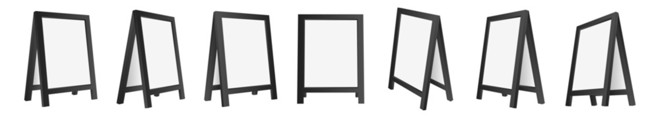 Blank A-frame sandwich board mockup black frame vector illustration