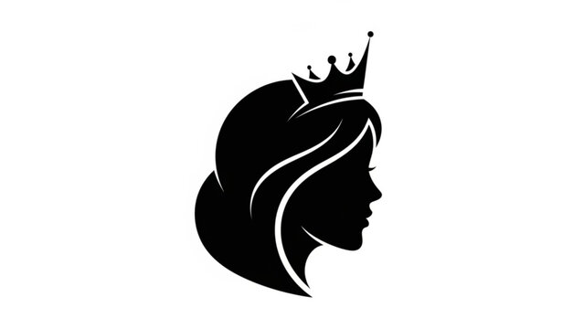 Silhouette of a queen with a crown elegant profile vector illustration for beauty and royalty concepts isolated o