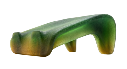 Translucent green resin laptop stand. Modern organic desk accessory.