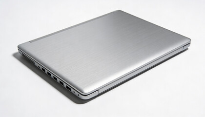 Closed Silver Laptop Isolated on White Background Modern Notebook Computer Mockup