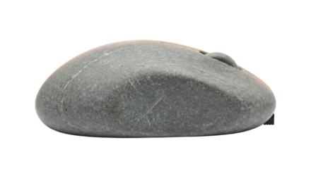 Grey stone computer mouse isolated. Organic natural technology concept.