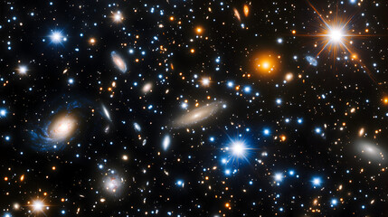 Stunning cosmic scene with vibrant galaxies and stars in deep space